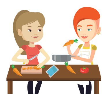 Kadın sağlıklı sebze yemek pişirme.