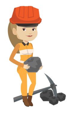 Kömür eller vektör çizim içinde tutarak madenci.