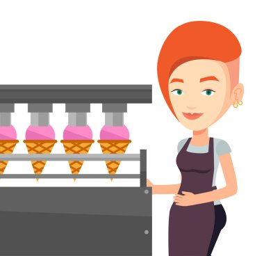 Dondurma üreten fabrika işçisi.