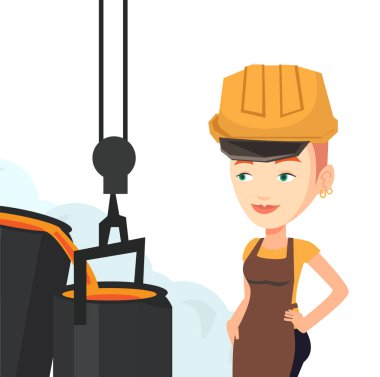 Kask döküm sonra işte işçi.