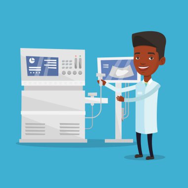 Erkek ultrason doktor vektör çizim.