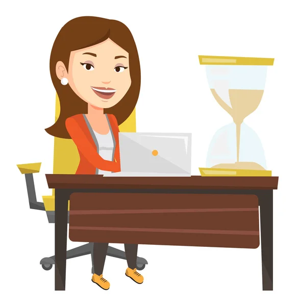 Business woman working in office. — Stock Vector