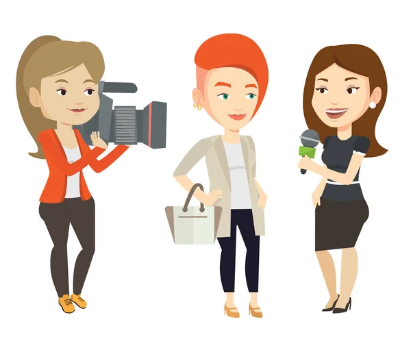 TV interview vectorillustratie. — Stockvector