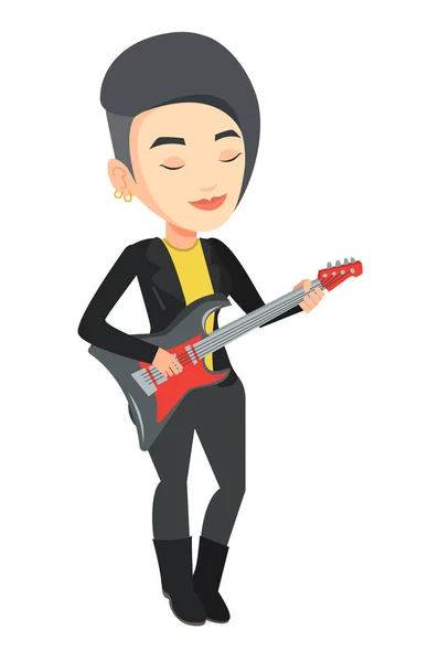 Žena hrající kytara vektorové ilustrace. — Stockový vektor