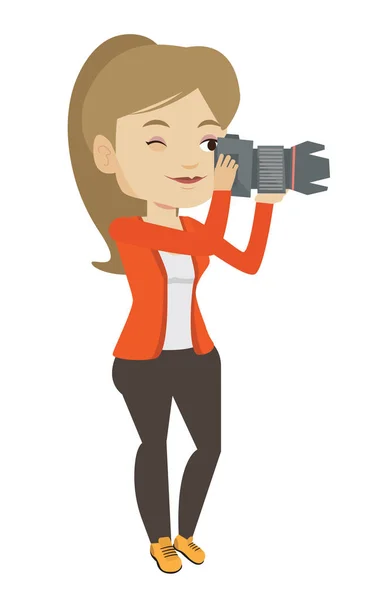 Fotograf fotografiert Vektor-Illustration. — Stockvektor