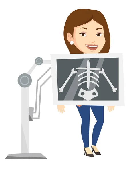 Patient during x ray procedure vector illustration — Stock Vector