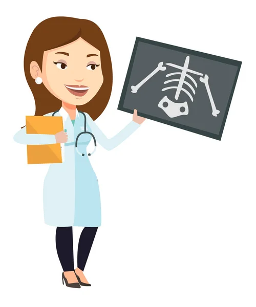 Doctor examining radiograph vector illustration. — Stock Vector