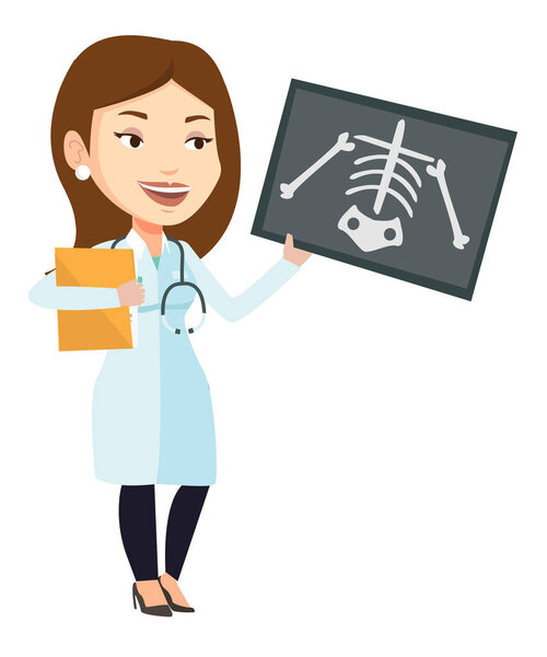 Doctor examining radiograph vector illustration.