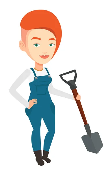 Farmer with shovel vector illustration. — Stock Vector