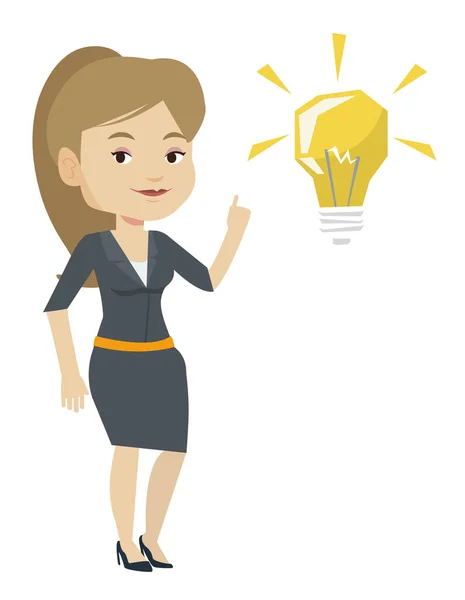 Student pointing at idea bulb vector illustration — Stock Vector