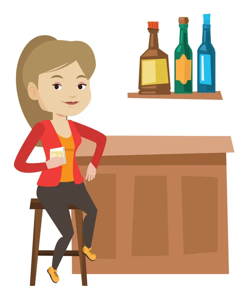 Vrouw aan de bar.. — Stockvector