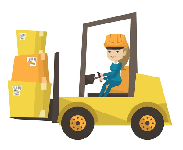 Forklift kamyon ile yük taşıma alt depo. — Stok Vektör