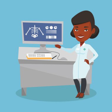 Doktor muayene grafisi vektör çizim.