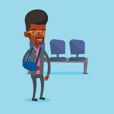 Yaralı adam kırık kol vektör çizim ile.