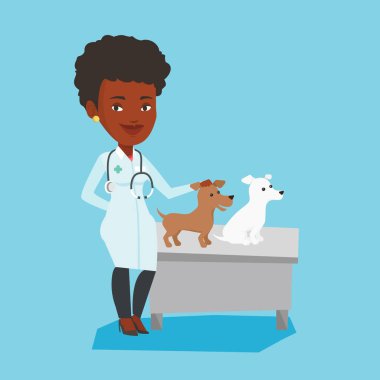 Köpekler vektör çizim inceleyerek veteriner.