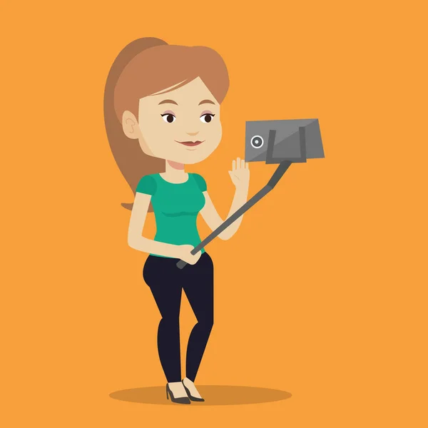 Žena dělat selfie vektorové ilustrace. — Stockový vektor