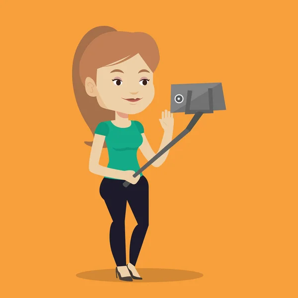 Woman making selfie vector illustration. — Stock Vector