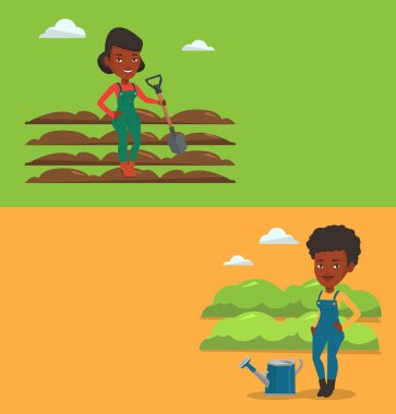 Metin için yer ile iki tarım afiş.