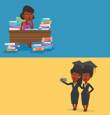 Metin için yer ile iki eğitim afiş.