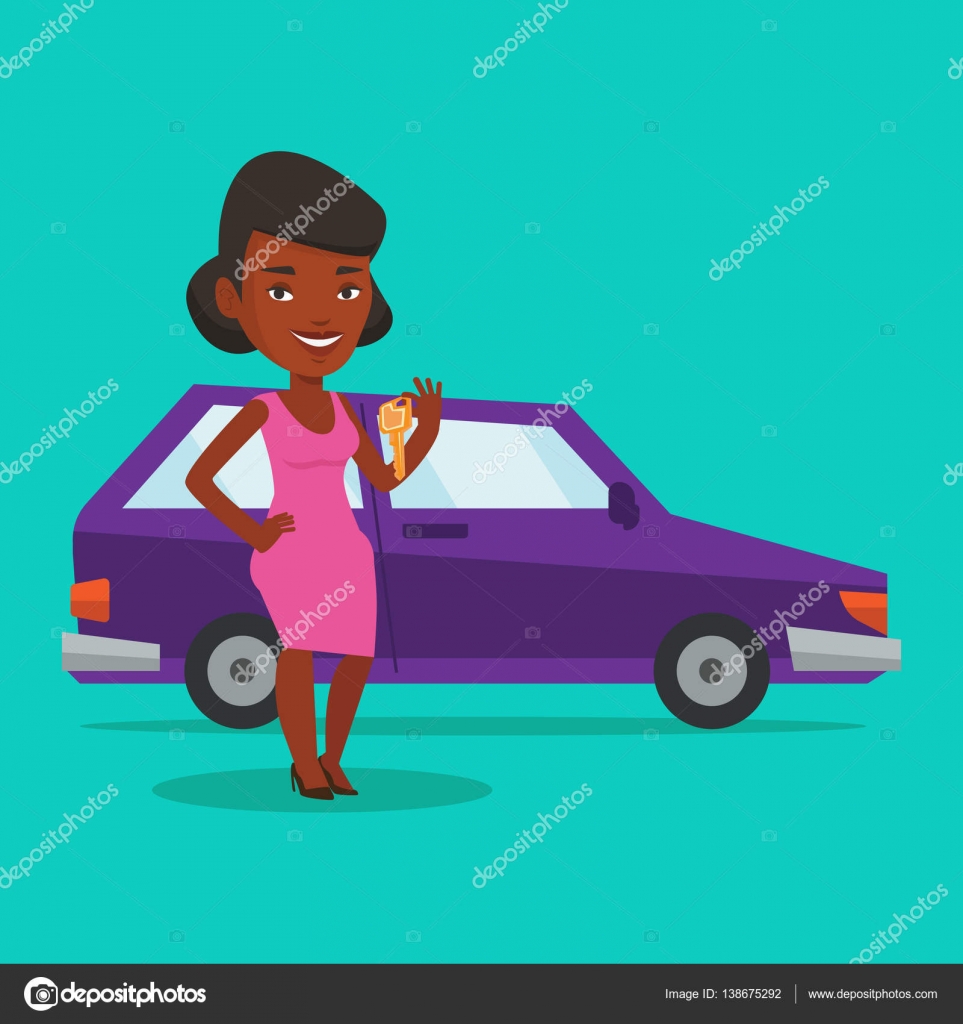 彼女の新しい車にキーを保持している女性 ストックベクター C Visualgeneration