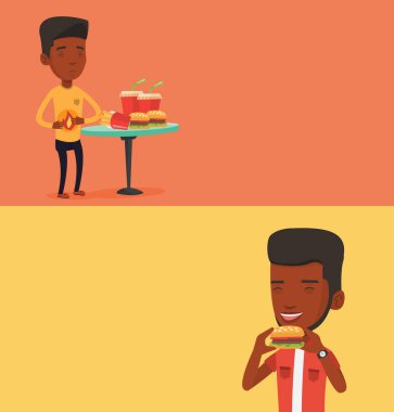 Metin için yer ile iki yiyecek ve içecek afiş.