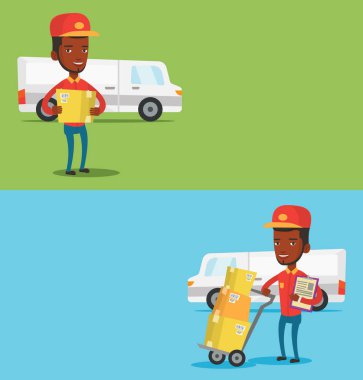 Metin için yer ile iki endüstriyel afiş.