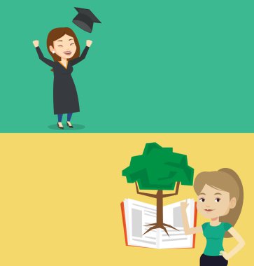 Metin için yer ile iki eğitim afiş.