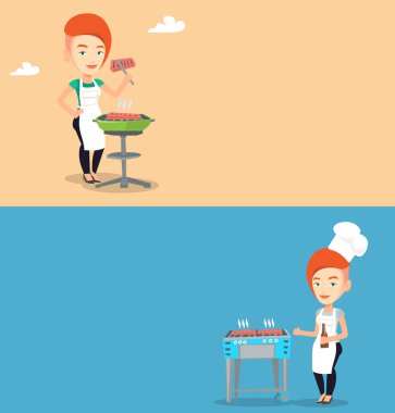 Metin için yer ile iki yiyecek ve içecek afiş.