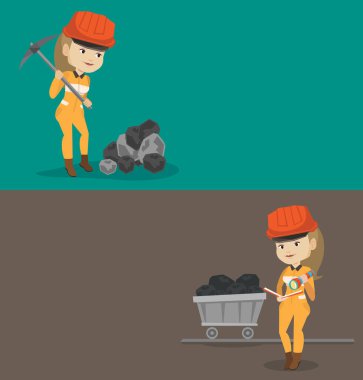 Metin için yer ile iki endüstriyel afiş.