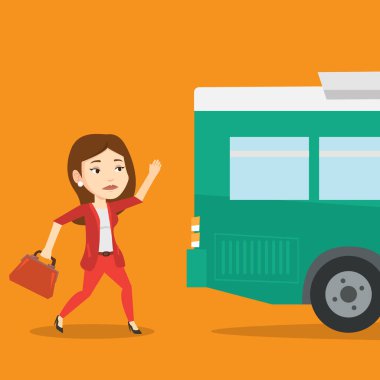 Otobüs için çalışan kilise kadın.