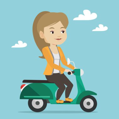 Kadın binicilik scooter vektör çizim.