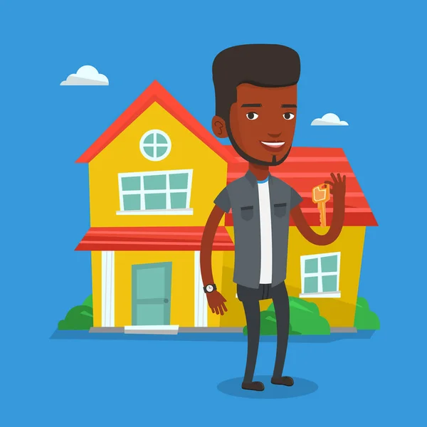 Real estate agent with key vector illustration. — Stock Vector