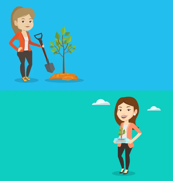 Two ecological banners with space for text. Stock Illustration