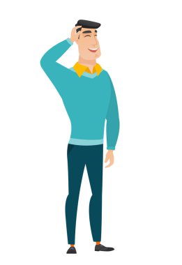 Gülen genç beyaz ofis çalışanı.