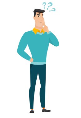 Soru işareti olan düşünme işadamı.