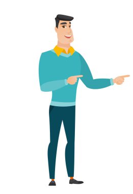 Genç Beyaz işadamı tarafına işaret.