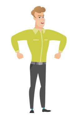 Genç Beyaz kızgın işadamı çığlık.