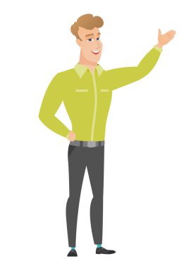 Bir yön gösteren beyaz iş adamı.