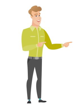 Genç Beyaz işadamı tarafına işaret.