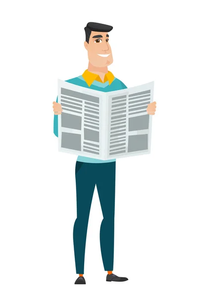 Hombre de negocios leyendo periódico vector ilustración — Vector de stock