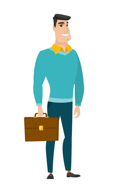 Caucasian business man holding briefcase. — Stock Vector