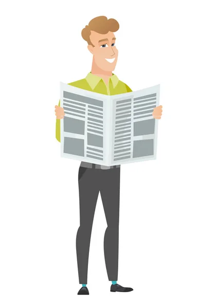 Homme d'affaires lecture illustration vectorielle de journal — Image vectorielle