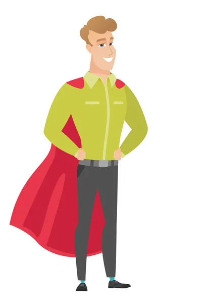 Podnikatel na sobě plášť červený superhrdina. — Stockový vektor