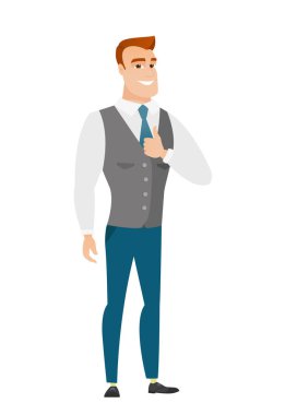 Vektör çizim başparmak veren işadamı.