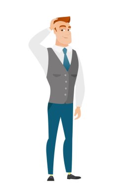 Genç Beyaz işadamı başını tırmalamak.