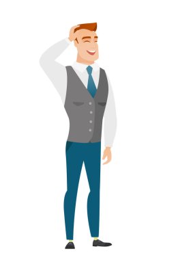 Gülen genç beyaz ofis çalışanı.