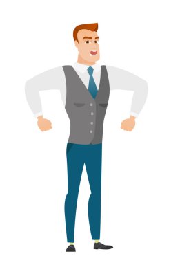 Genç Beyaz kızgın işadamı çığlık.