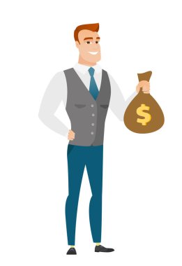 Büyük kırmızı bir kalp tutan beyaz iş adamı.