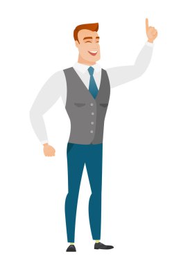 Beyaz işadamı onun işaret parmağı ile işaret