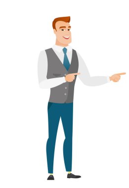 Genç Beyaz işadamı tarafına işaret.